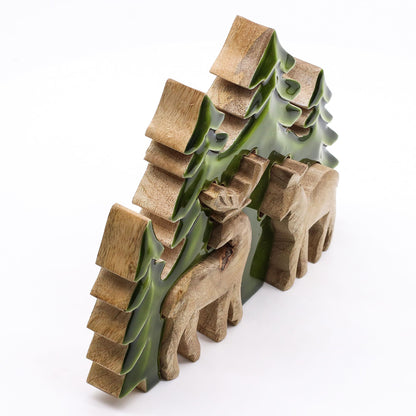 Lost in the Forrest - Two Dear in the Forrest 3D Wooden Decoration - 18x23cm