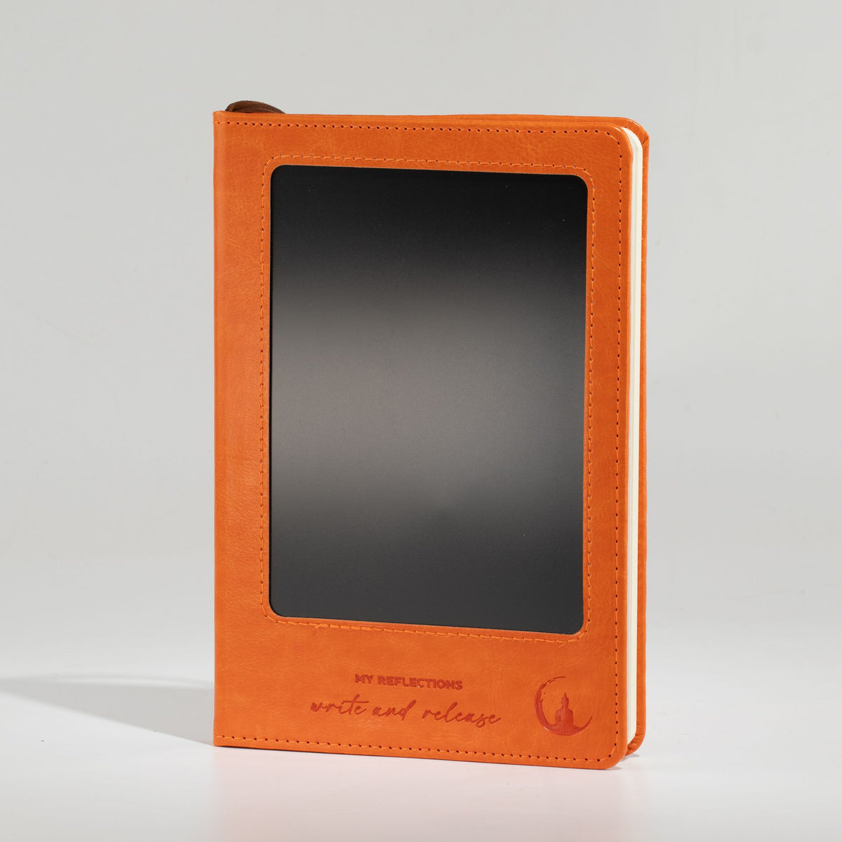 A5 Intention Note Book - LCD Wipe Screen - Orange Leather Effect - 160 Pages