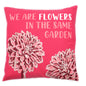 Printed Cotton Cushion Cover Set - We are Flowers - Olive, Pink and Natural