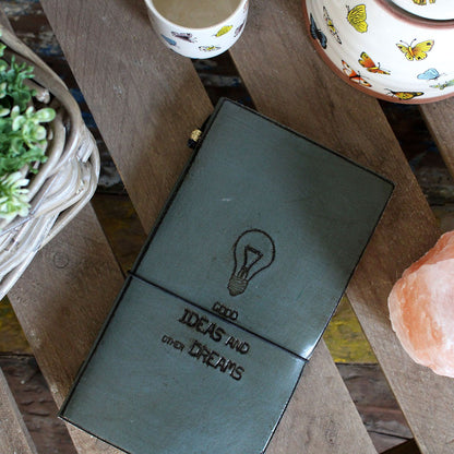 Handmade Leather Journal - Important Things To Do - Grey