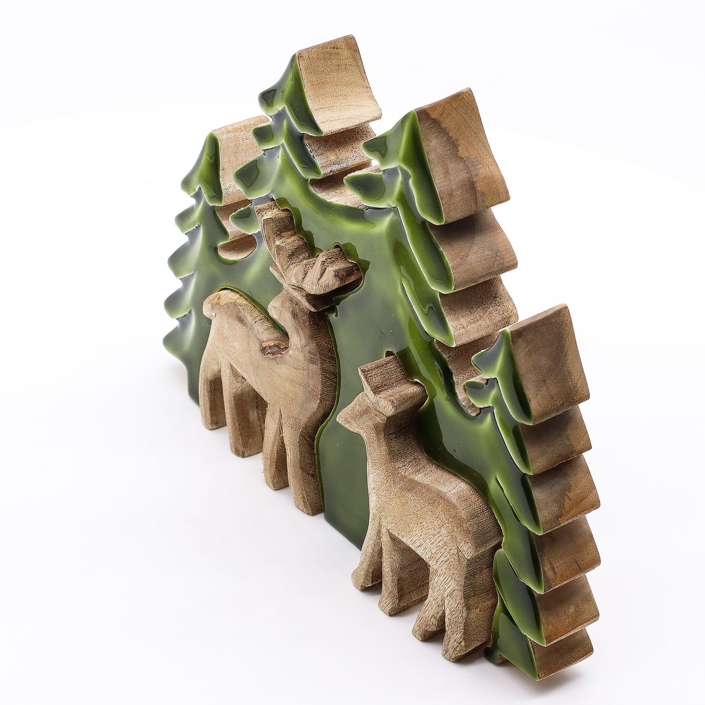 Lost in the Forrest - Two Dear in the Forrest 3D Wooden Decoration - 18x23cm