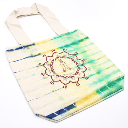 Tie-Dye Cotton Bag (6oz) - 38x42x12cm -  Namaste Hands - Multi - Natural Handle