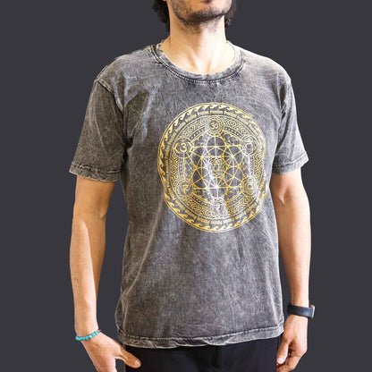 Nomad Sari Stonewashed Cotton T-Shirt – Chakra – Dark Grey – Medium