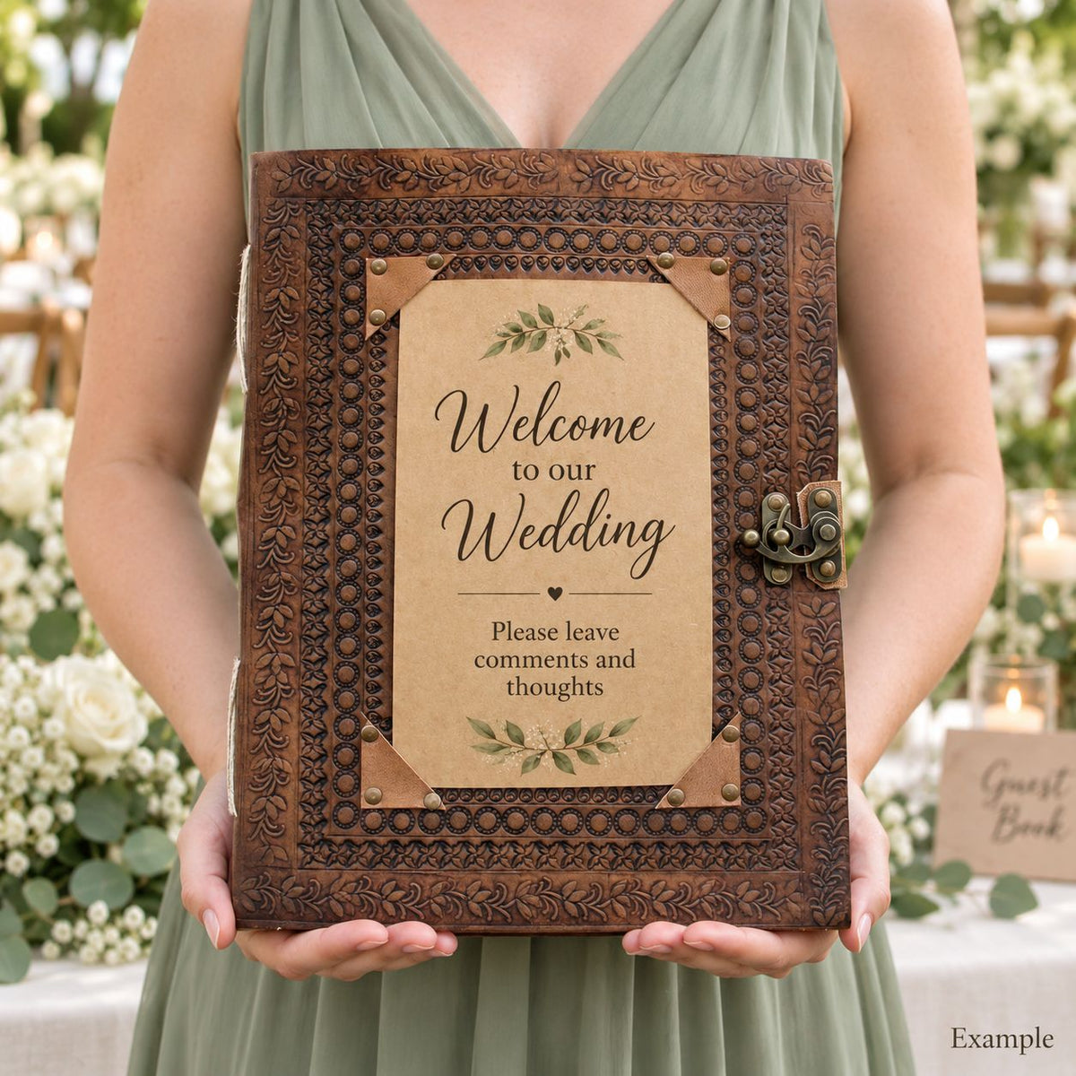 Huge Customisable Visitor Leather Book (25x32.5cm - 200 pages)