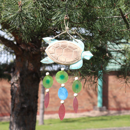Aqua Turtle Carving and Capiz Drop