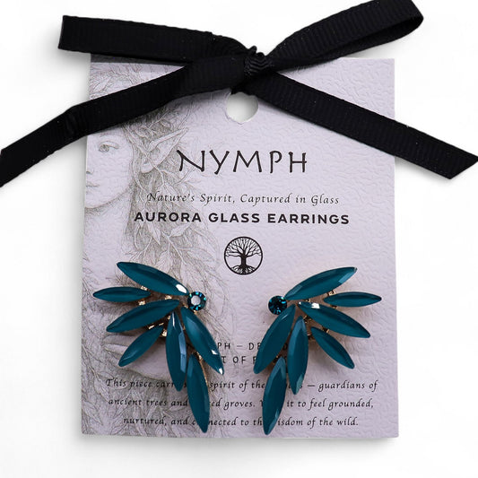Teal Green - Vintage Glass - Faries - Earrings