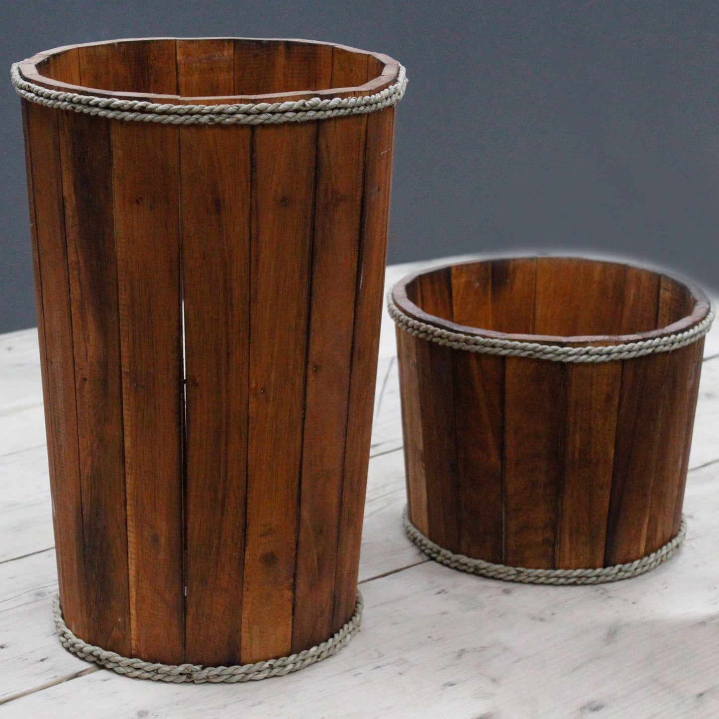 Large Wooden Storage Tub – Brown