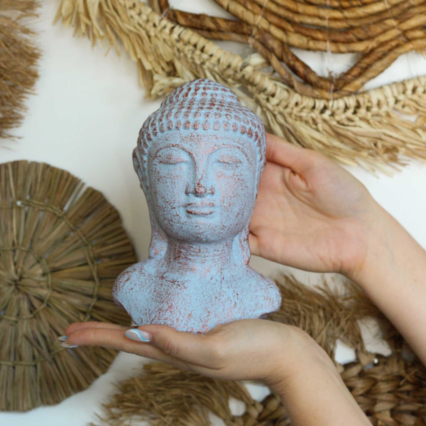 Tranquillity Buddha Head  - Blue Copper