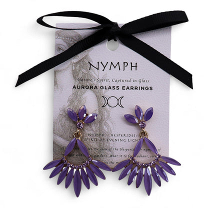Lavender - Vintage Glass - Long Drop - Earrings