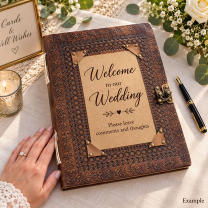 Huge Customisable Visitor Leather Book (25x32.5cm - 200 pages)