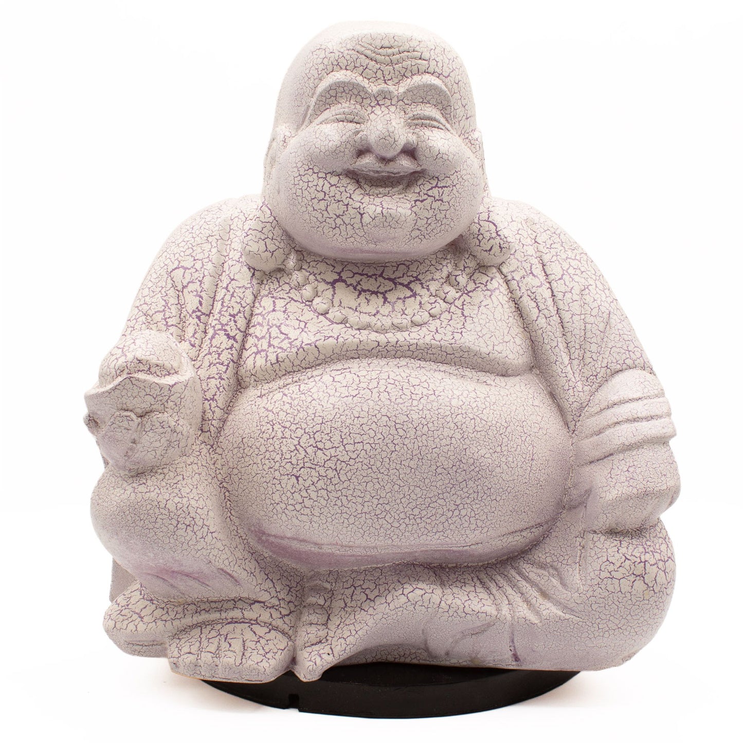 Laughing Buddha Lamp Lavender Crackle - Round Stand