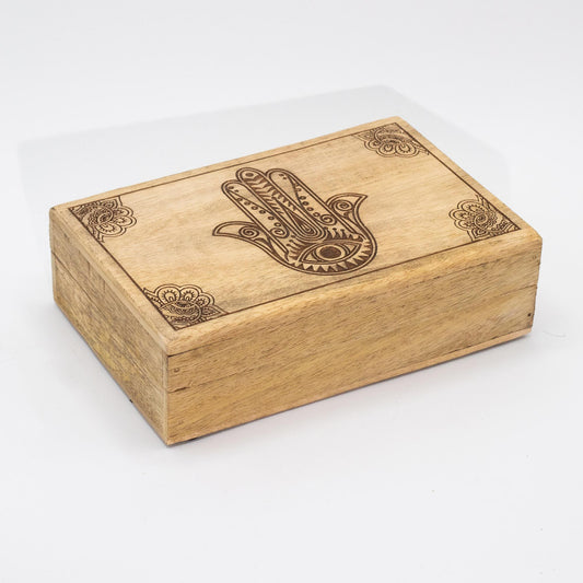 Big Rectangle Box 21.5x14x6.3cm - Hamsa Black Engraved