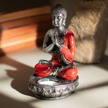 Buddha Candle Holder - Red - Medium