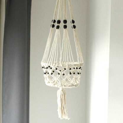 Macrame Pot Holder - Large Single Beaded