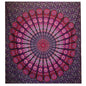 Double Cotton Bedspread + Wall Hanging - Peacock Mandala - Purple