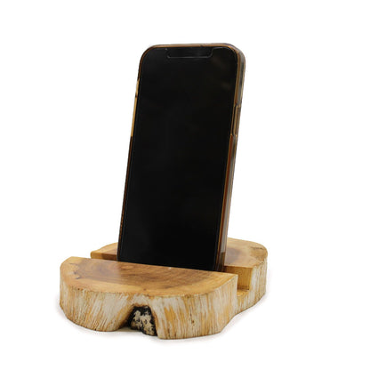 Large Gamal Wood Phone Holder - Whitewash