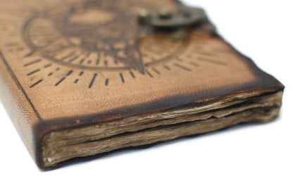 Leather Pentagon & Skull with Burns Detail Notebook (18x13cm)