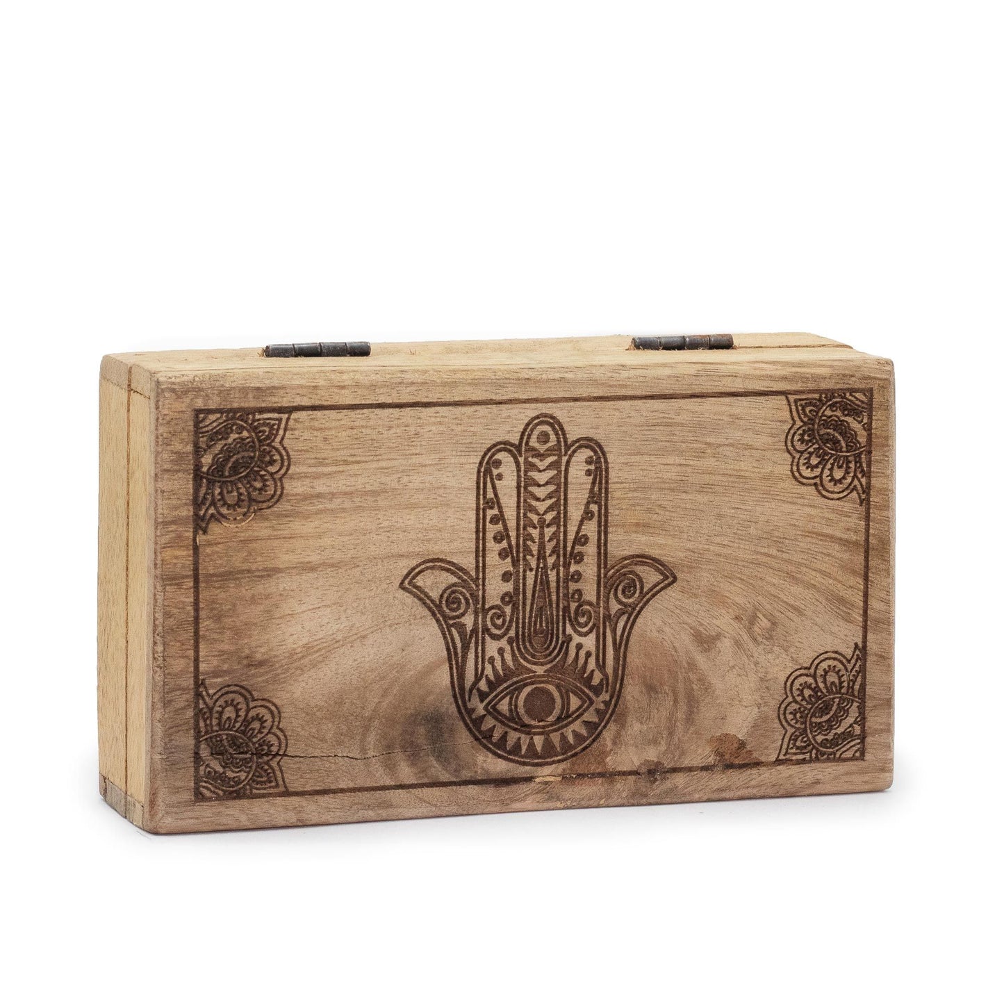 Medium Square Box 17x10x4.2cm - Hamsa Black Engraved