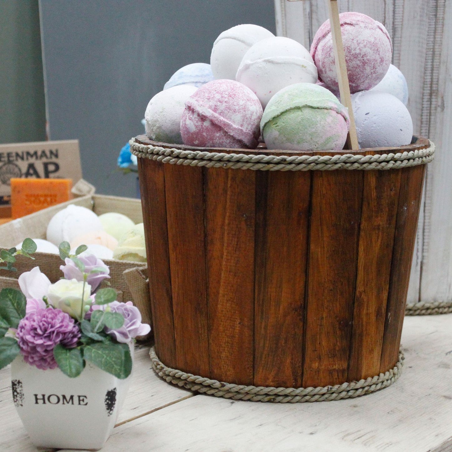 Large Wooden Storage Tub – Brown