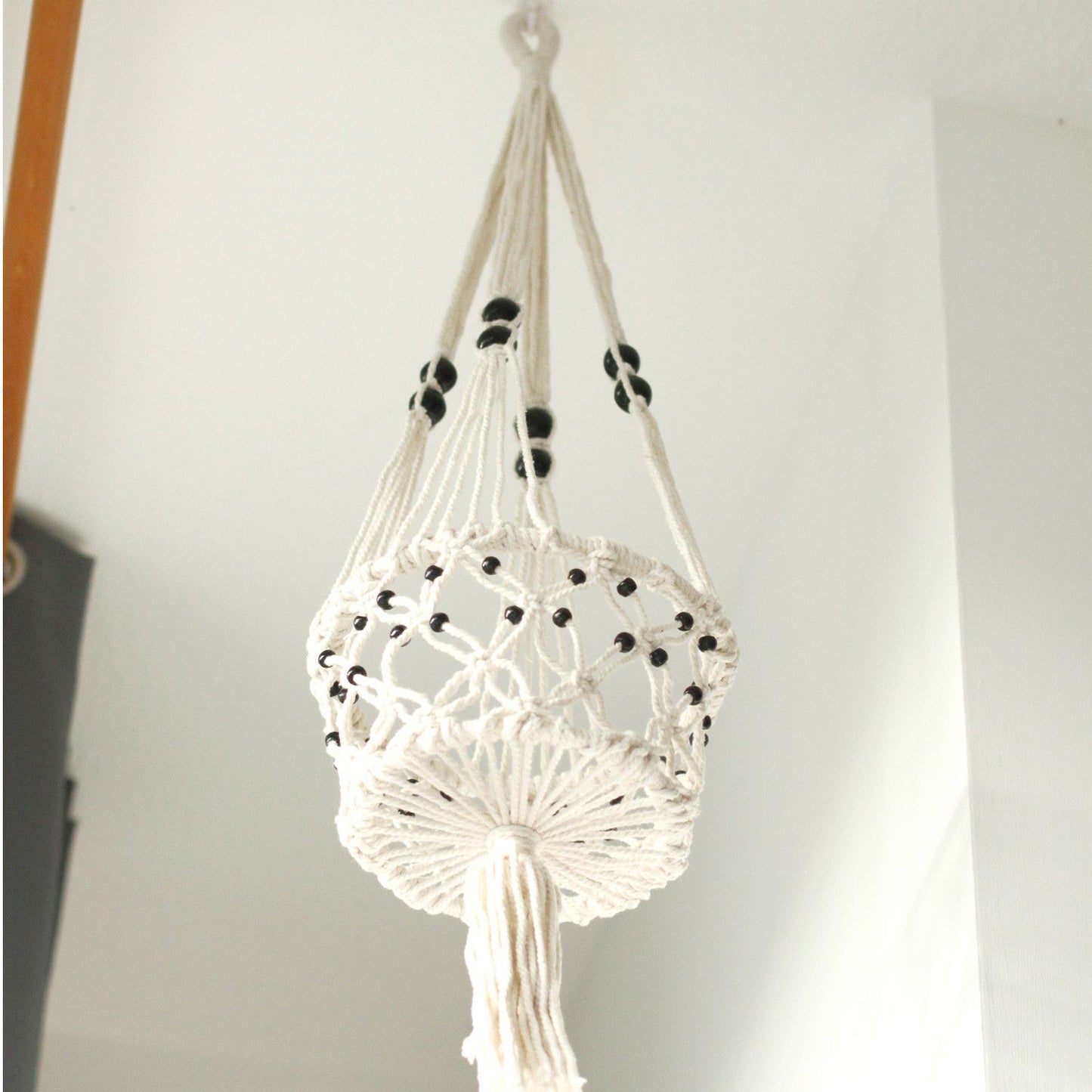 Macrame Pot Holder - Large Single Beaded