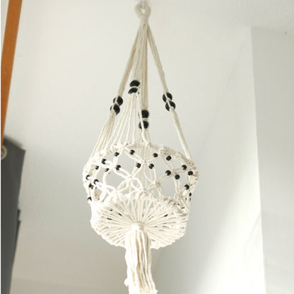 Macrame Pot Holder - Large Single Beaded