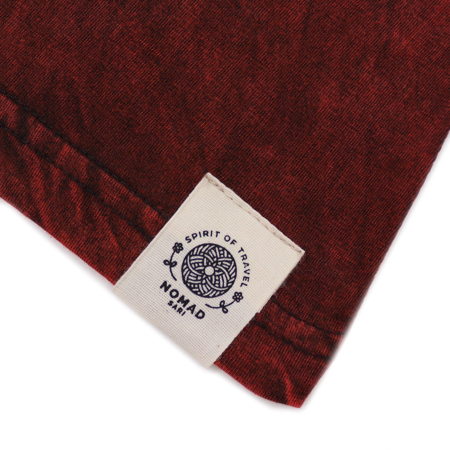 Nomad Sari Stonewashed Cotton T-Shirt – Mandala – Maroon – Large