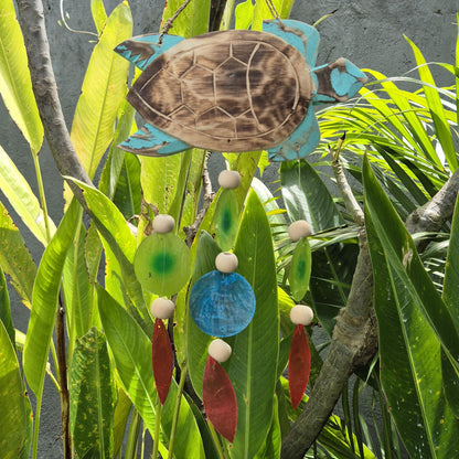 Aqua Turtle Carving and Capiz Drop