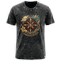Nomad Sari Stonewashed Cotton T-Shirt - Compass of Life - Charcoal - XL