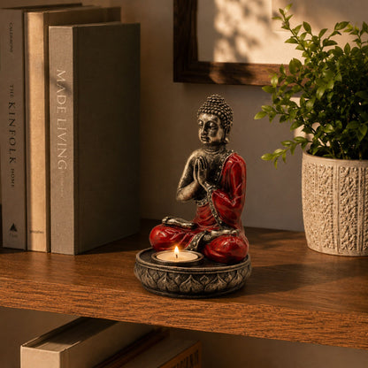 Buddha Candle Holder - Red - Medium
