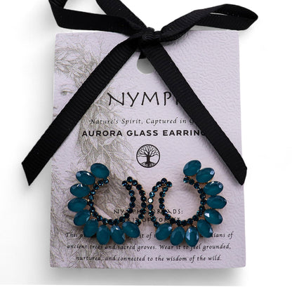 Teal Green - Vintage Glass - Loop - Earrings