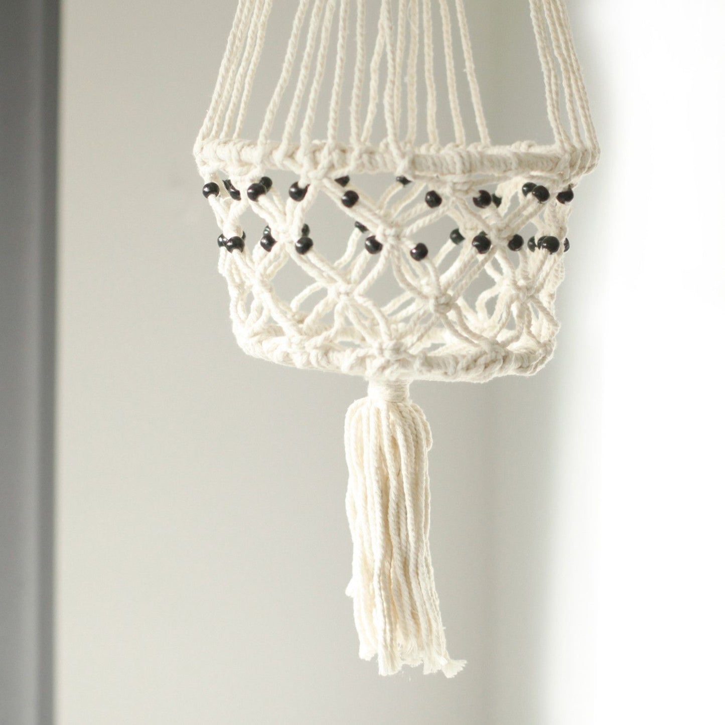 Macrame Pot Holder - Large Single Beaded