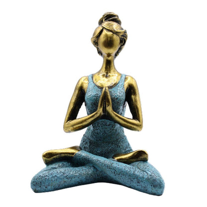 Yoga Lady Figure -  Bronze & Turquoise 24cm