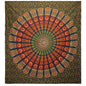 Double Cotton Bedspread + Wall Hanging - Peacock Mandala - Green
