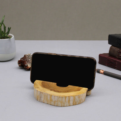 Large Gamal Wood Phone Holder - Whitewash