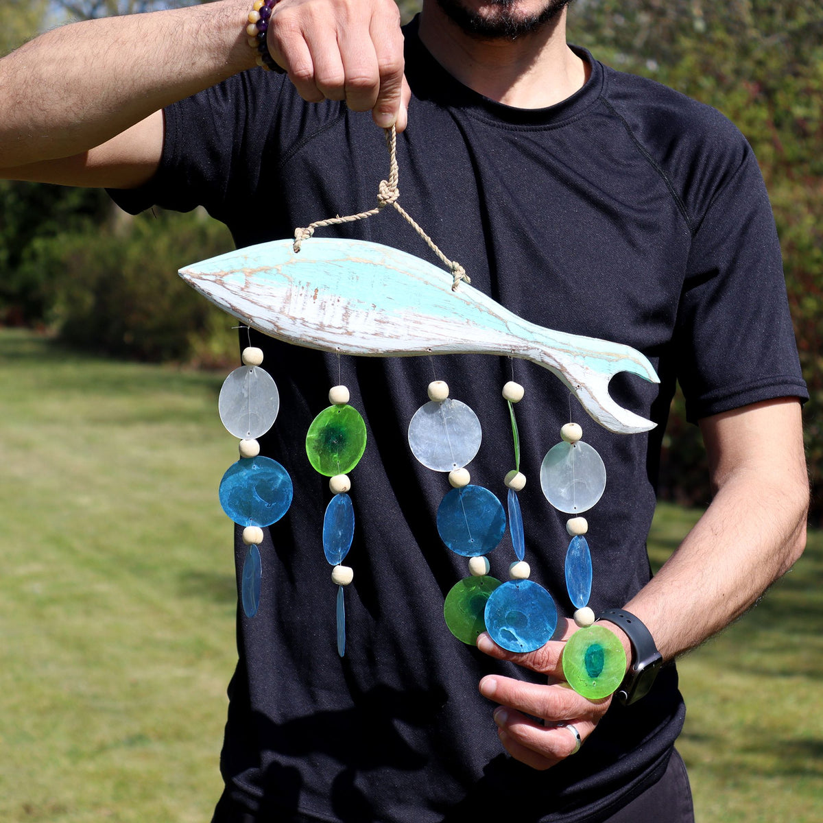 Aqua Fish Carving and Capiz Drop