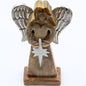 Wooden angel figurine with wings and a star on a white background