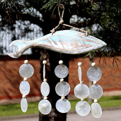 Bluewash Fish Carving and Natural Capiz Drop