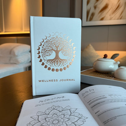 White Wellness Journal - 120 pages - Rose Gold Tree of Life