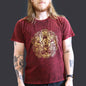 Nomad Sari Stonewashed Cotton T-Shirt – Hamsa – Maroon – Large