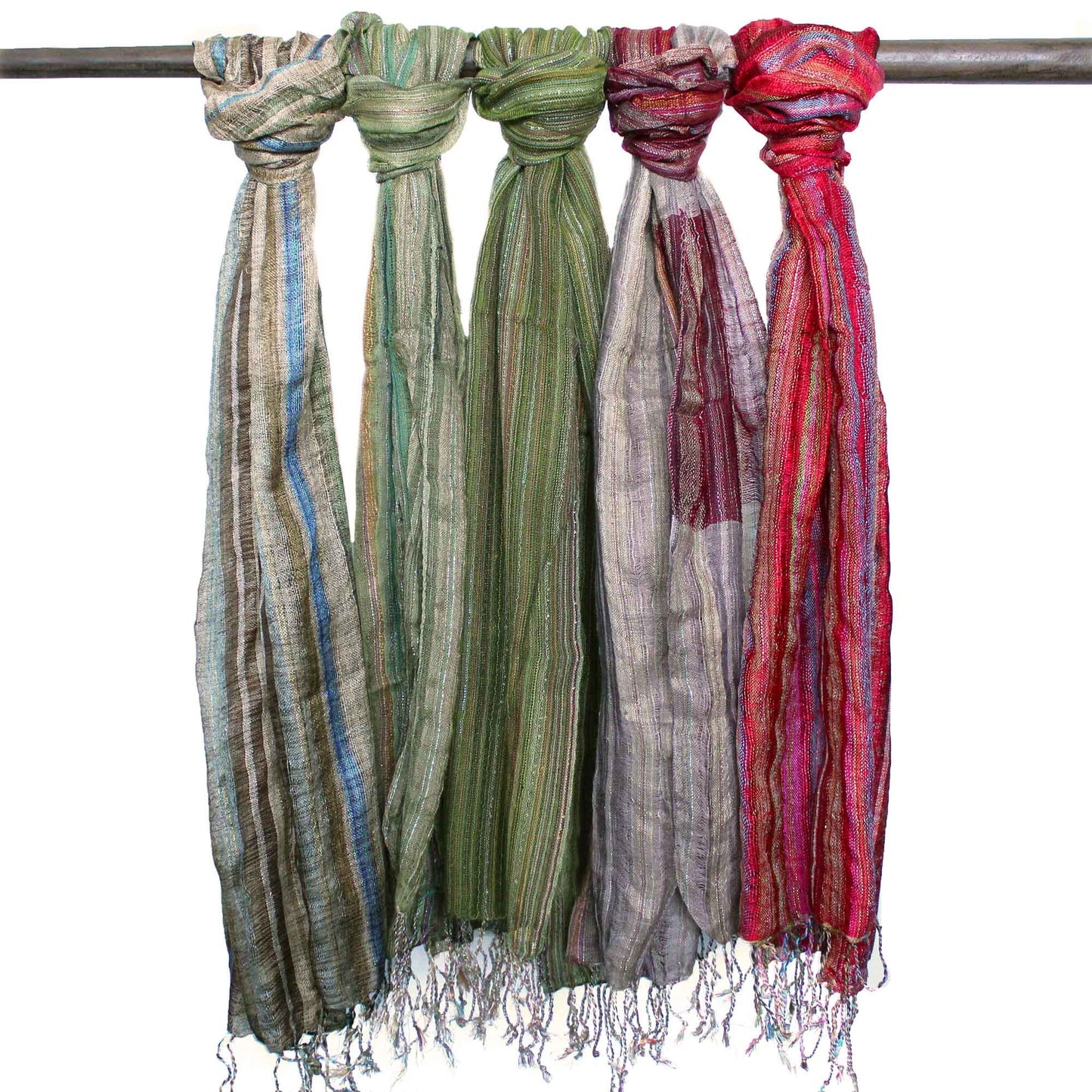 Indian Boho Scarves - 22x72in - Random Greens