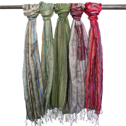 Indian Boho Scarves - 22x72in - Random Greens