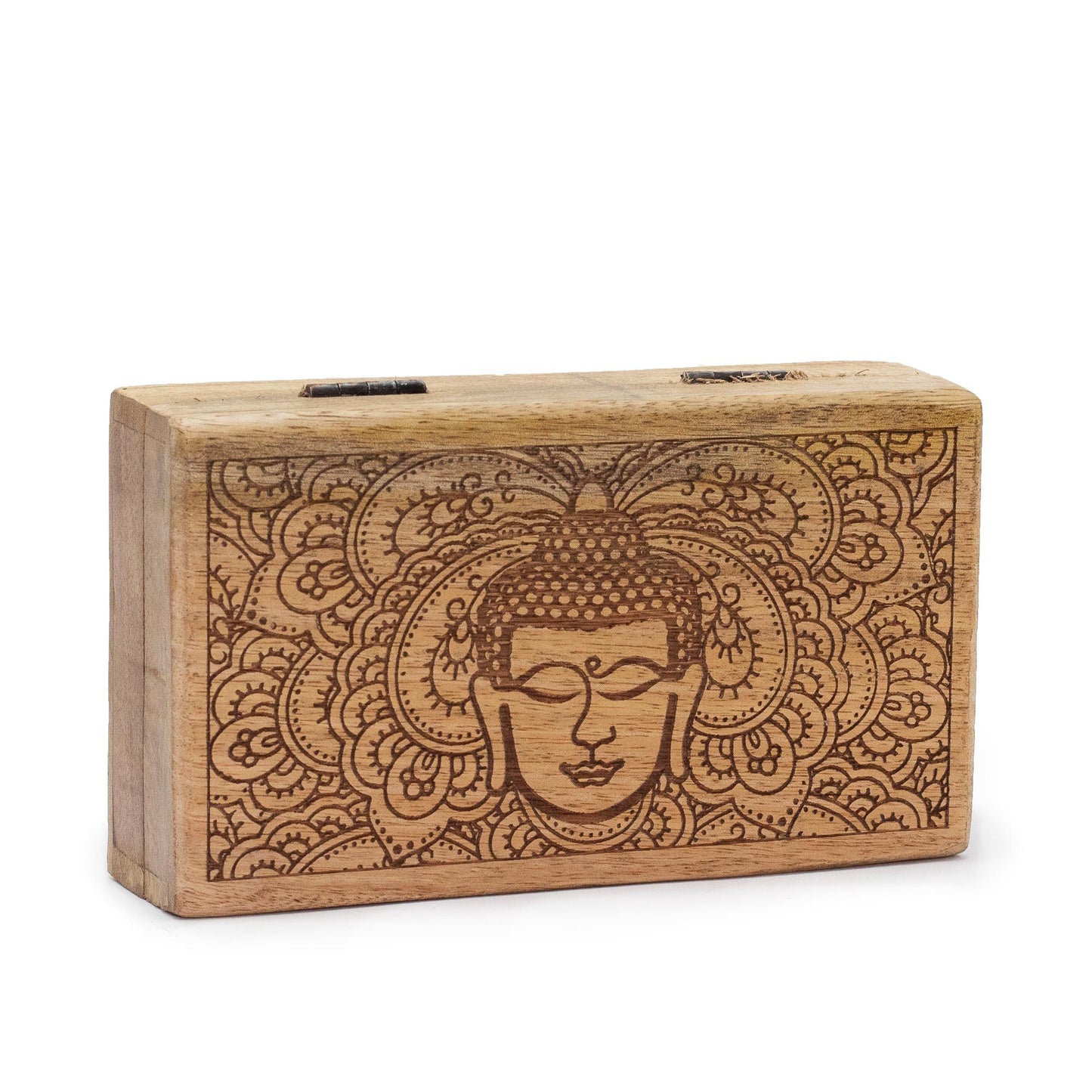Medium Square Box 17x10x4.2cm - Buddha Face Black Engraved