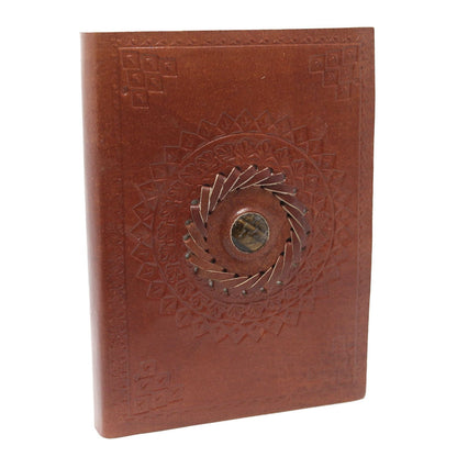 Leather Tiger Eye Notebook (17x12cm)