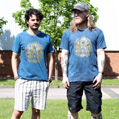 Nomad Sari Stonewashed Cotton T-Shirt – Hamsa – Blue – XL