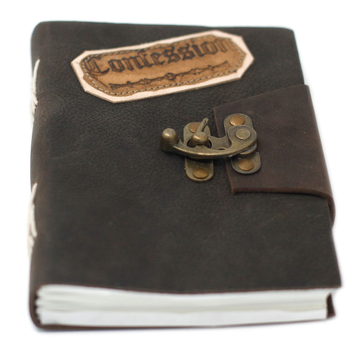 Leather Black Confessions with Lock Notebook (18x13cm)