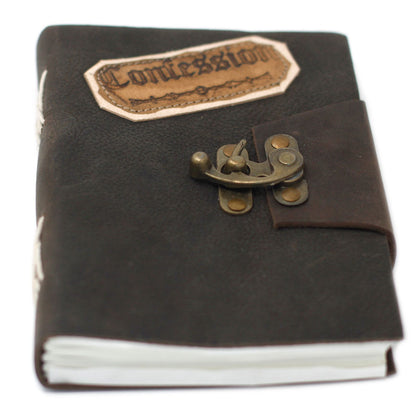 Leather Black Confessions with Lock Notebook (18x13cm)