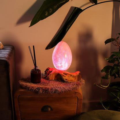 DriftGlow Lamp Crackle Fire Egg Shade - Orange