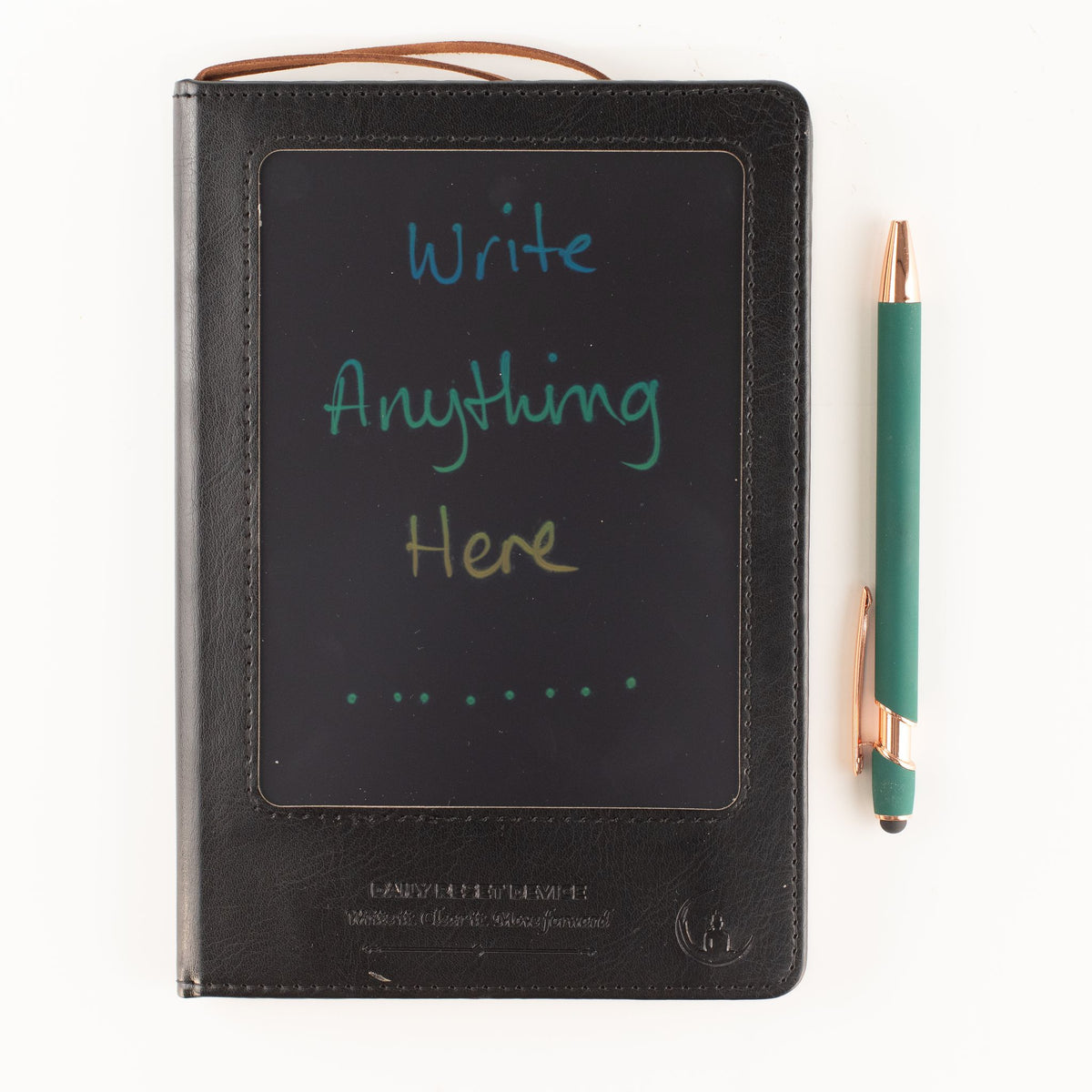 A5 Intention Note Book - LCD Wipe Screen - Black Leather Effect - 160 Pages