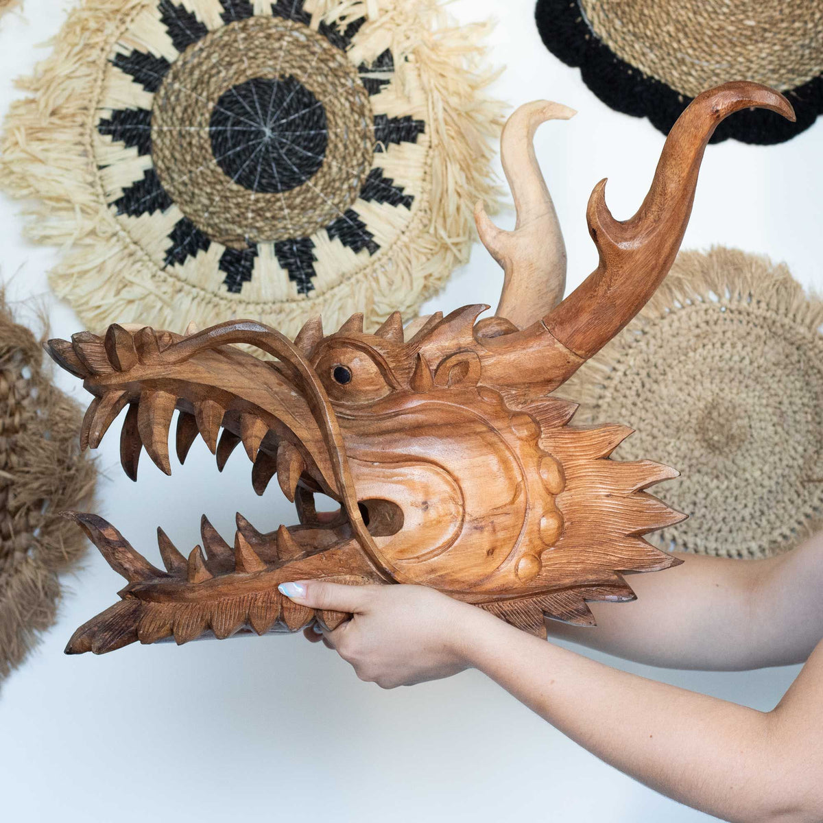 Life Size Dragon Head Carving  - 30cm