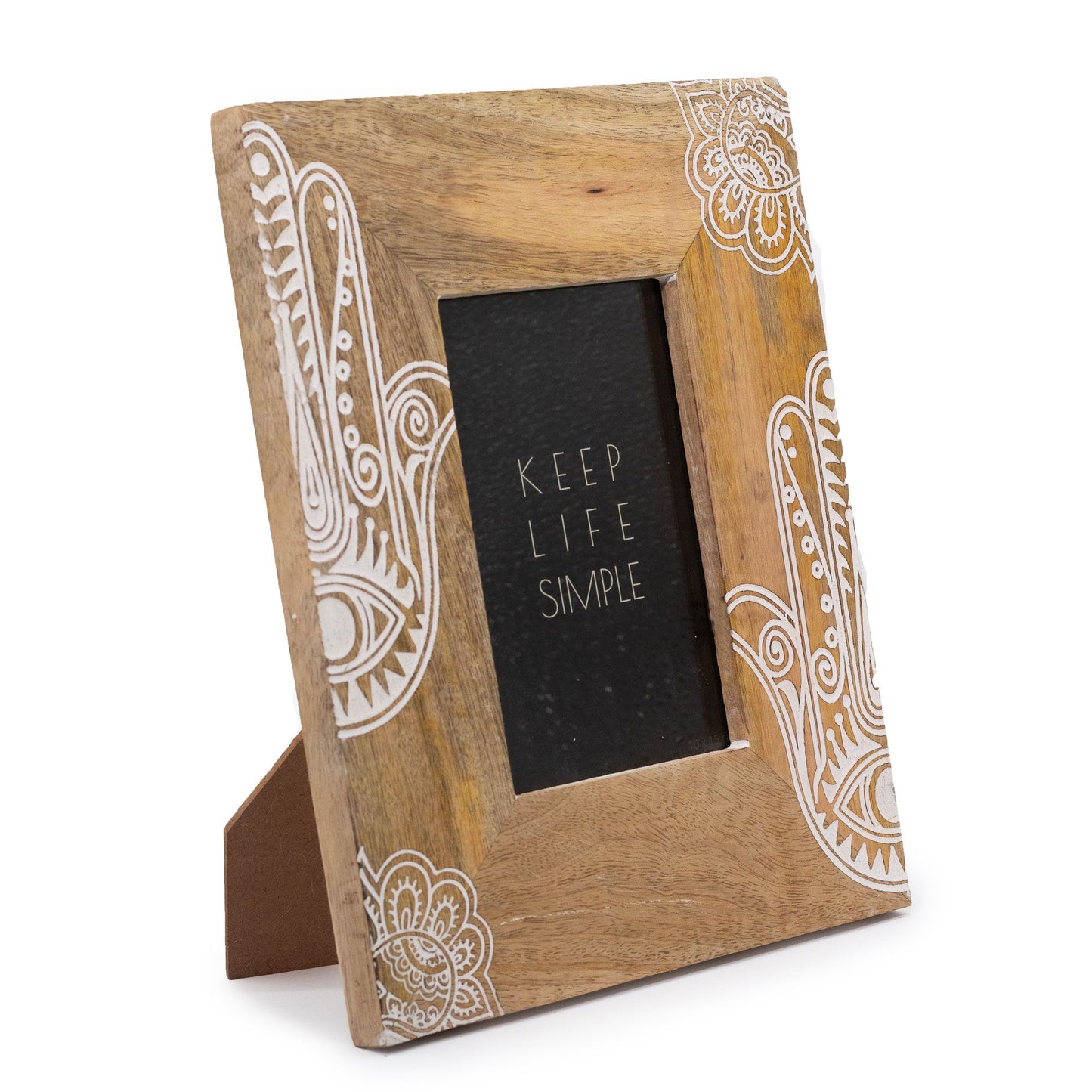 Medium Mango Wood Picture Frame (for 10x15cm) 26x20x2cm - Hamsa - White